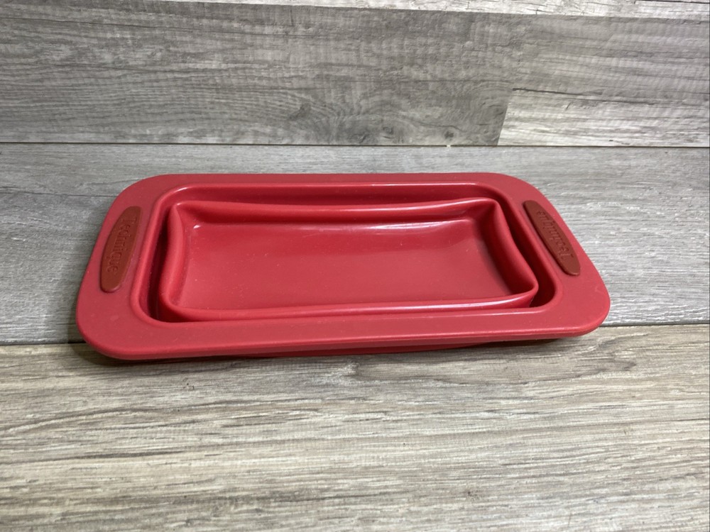 Technique Red Silicone Collapsible Loaf Pan Rectangular Bread Meatloaf Baker