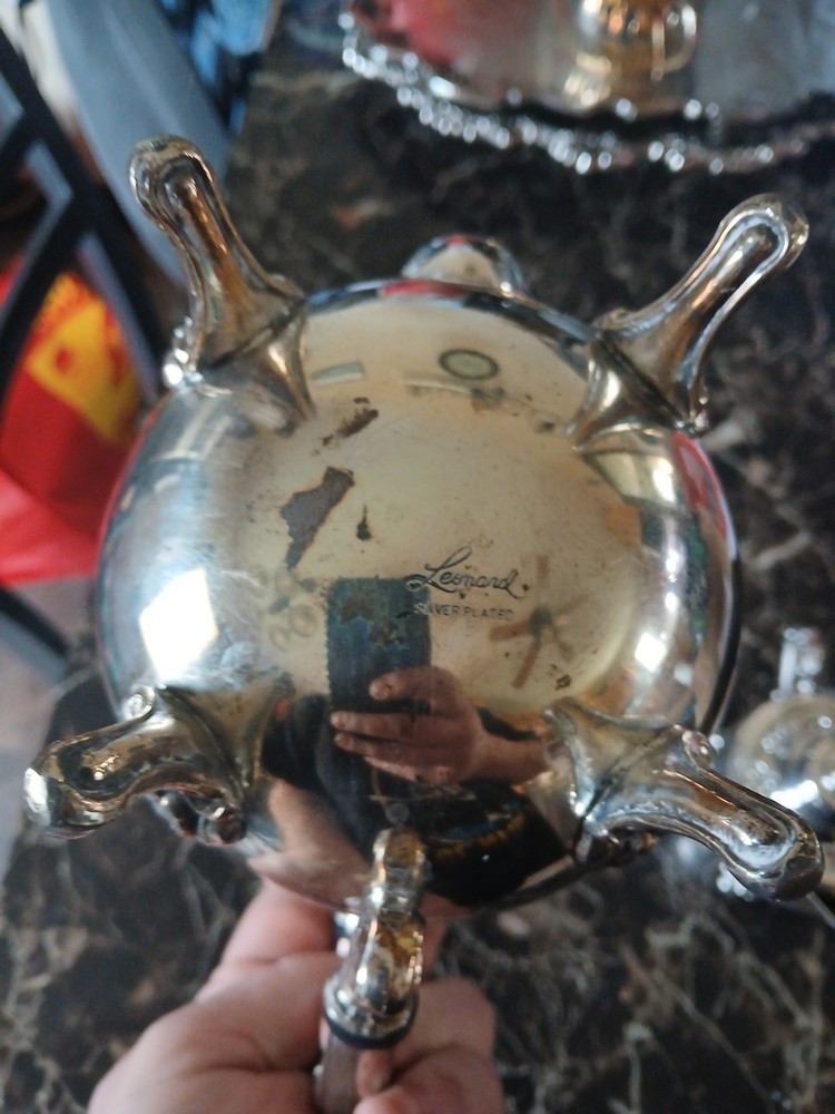 Leonard silverplate tea set.