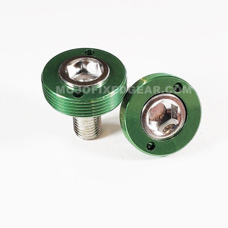 Bottom Bracket Crank Bolts with Anodized Caps - M8 Square Taper GREEN