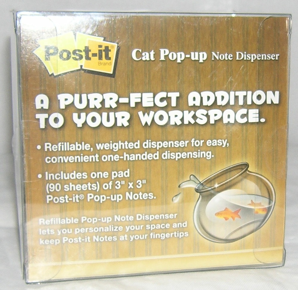 POST IT NOTE DISPENSER KITTY CAT WHITE HOME SCHOOL OFFICE