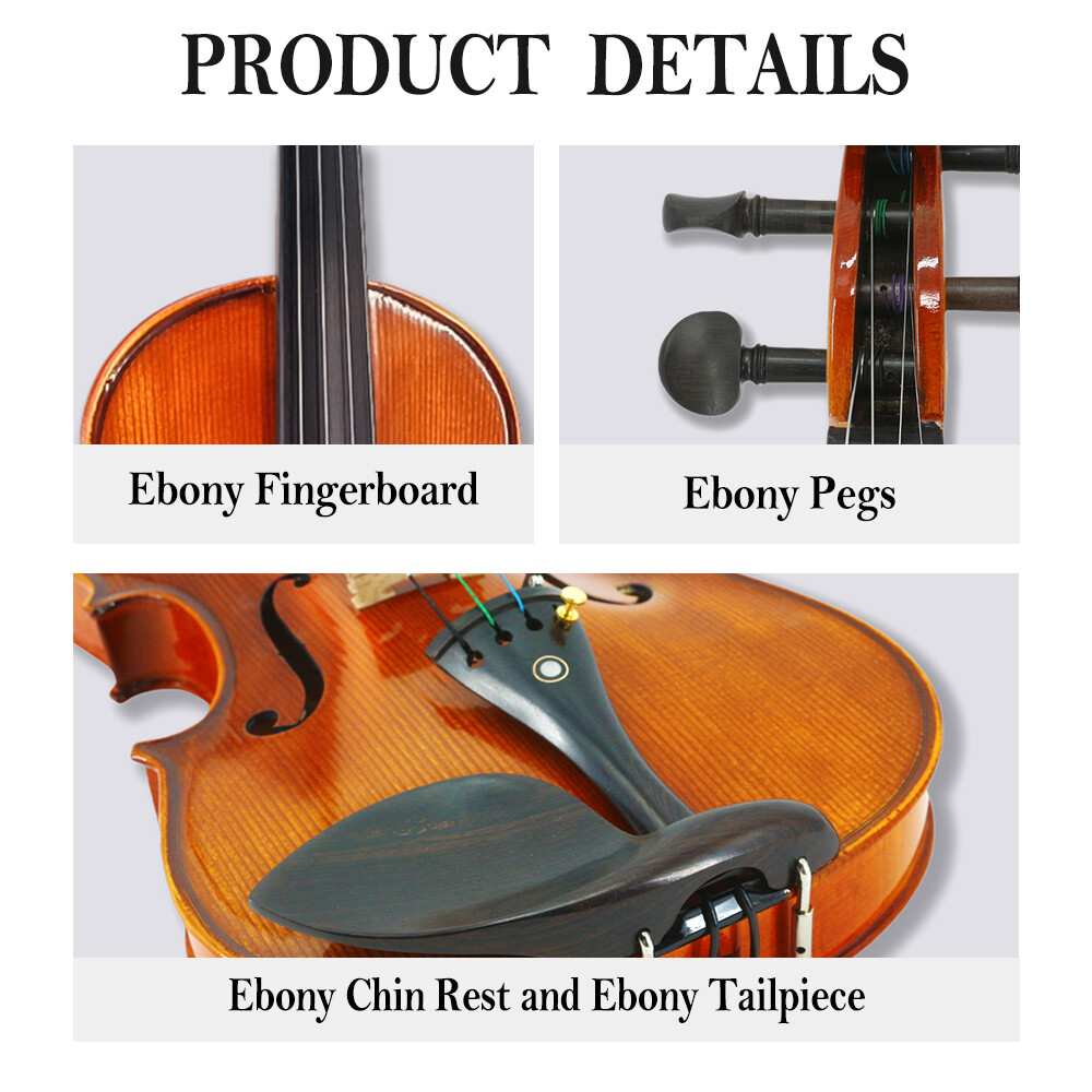 Violin Kit 3/4 4 String Full Size Solid wood Ebony Fittings For Beginner