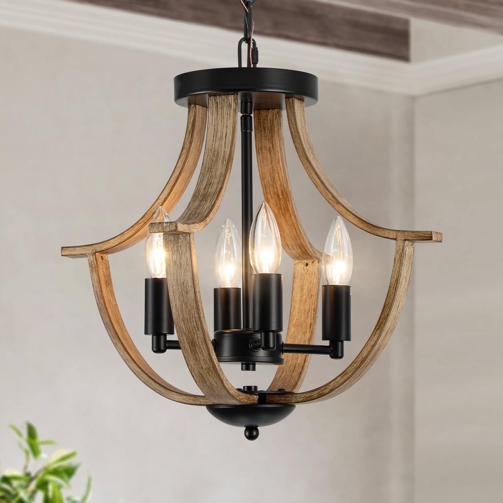 LAMPKEDUO 4-Light Rustic Pendant Ceiling Fixture