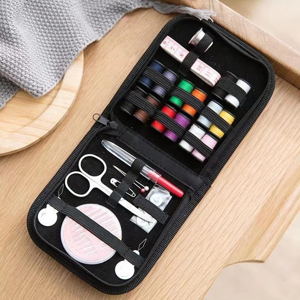 Portable Sewing Kit Home Travel Case Needles Thread Scissors Set Box -