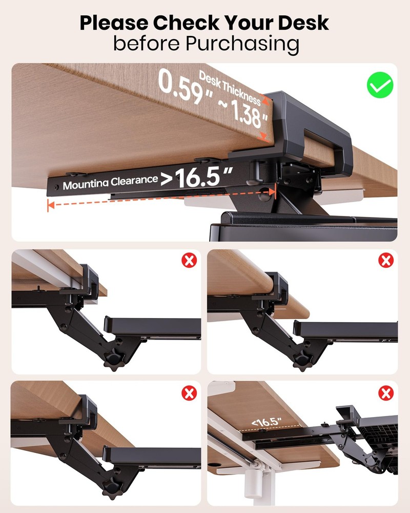 Klearlook Upgraded Ergonomic Keyboard Tray Under Desk, Adjustable Sliding Key...