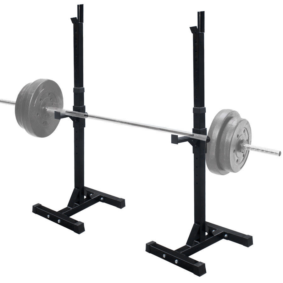 Exercise Adjustable Rack Standard Solid Steel Squat Stands Barbell Bench Press