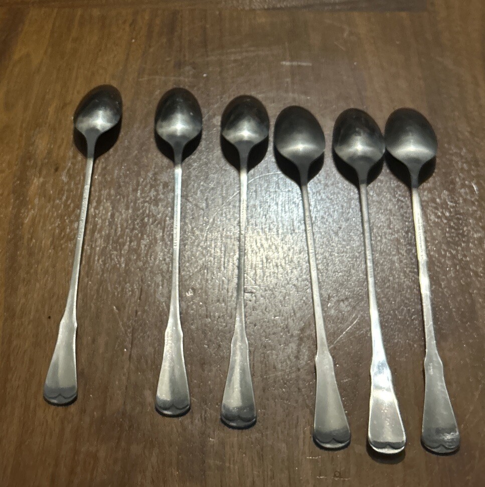 6 Iced Tea Spoons ONEIDA Community PATRICK Henry Stainless Flatware