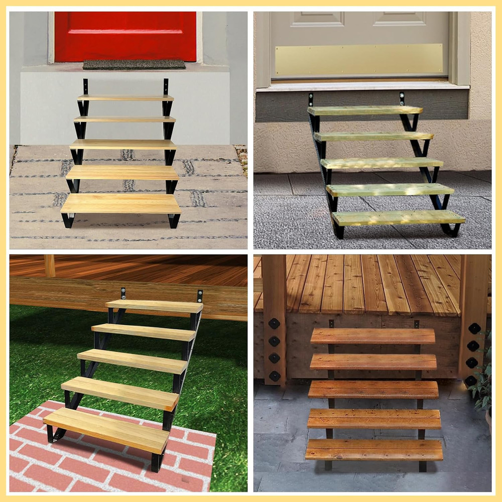 2 Packs Metal Stair Step Stringers, 5 Step Steel Riser Stringer for 42.4Inch ...