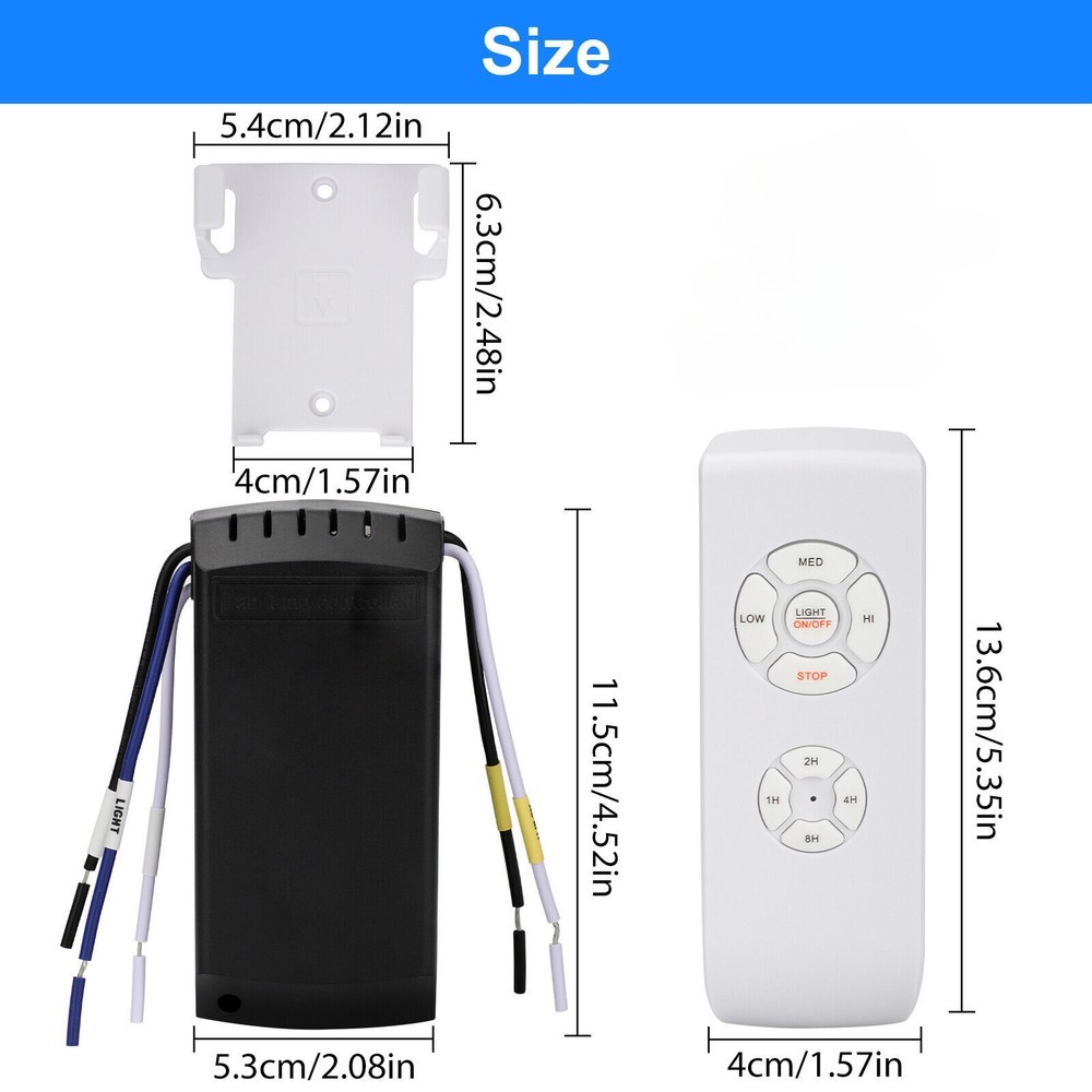 Universal Ceiling Fan Lamp Light 15M Timing Wireless Remote Control Receiver Kit