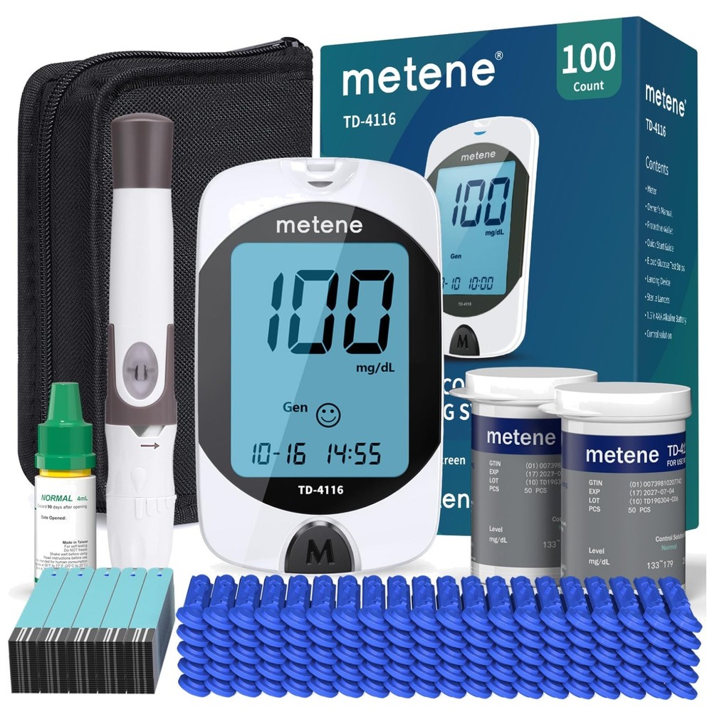 Advanced TD-4116 Diabetes Testing Kit with Easy-Large Display and 100 Lancets