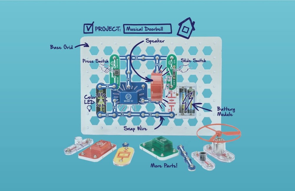 Snap Circuits Jr. SC-100 Electronics Exploration Kit, Over 100 Projects, Full...