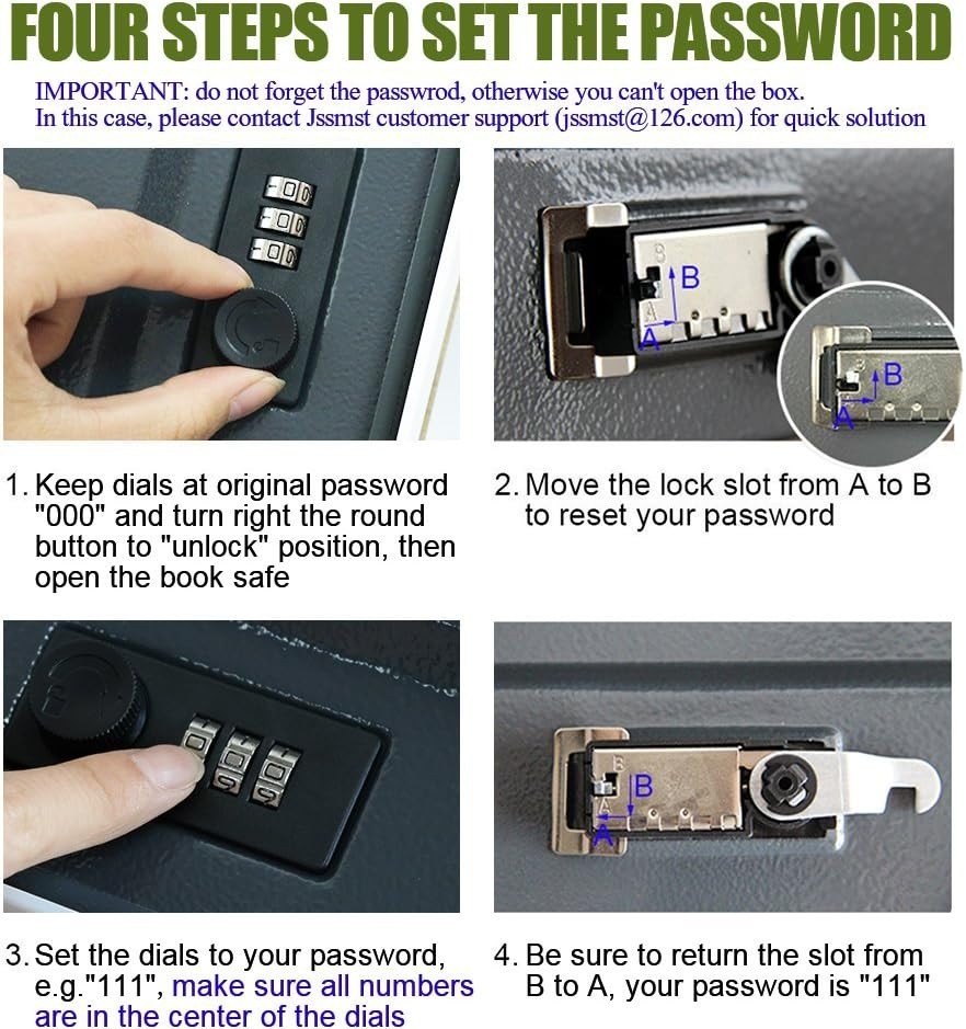 Multi-Functional Black Book Safe with Upgraded Combination Lock - Small & Secure