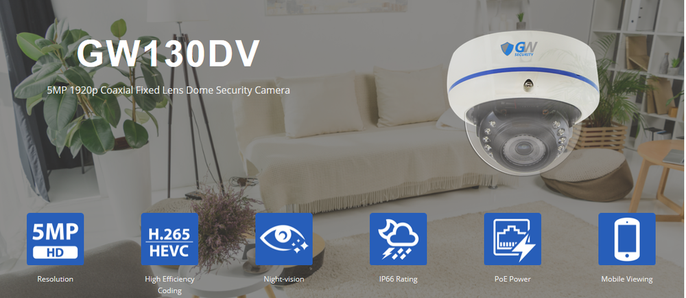 GW130DV 5MP Coaxial Fixed Lens Dome Security Camera (Used Camera)