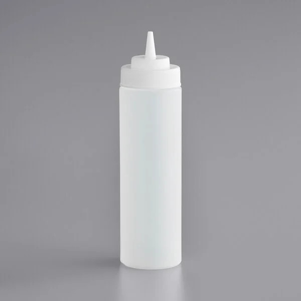 CLEAR WIDE MOUTH SQUEEZE BOTTLES 24 oz.  3 OR 6 PACK ketchup, barbecue, vinegar