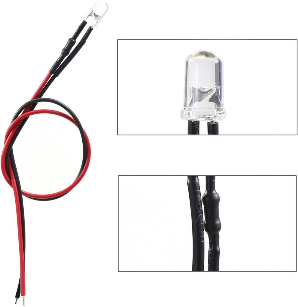 20pcs Pre-Wired 5mm Warm White LED Lights for Model Train Layouts & Projects