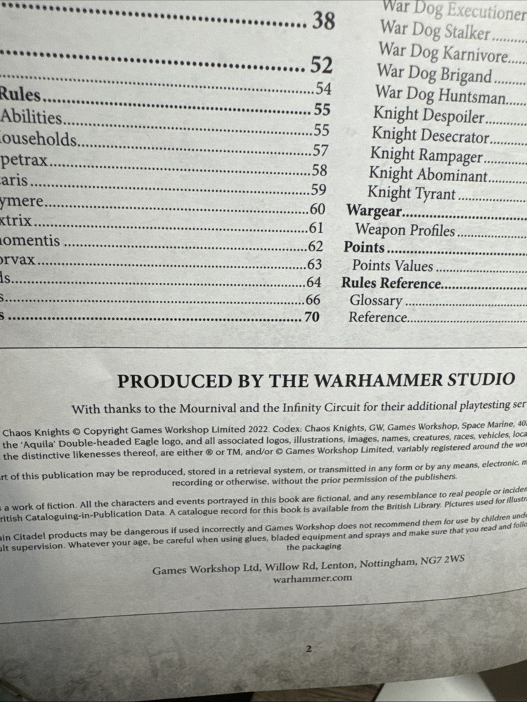 Warhammer 40k Chaos Knights Codex 9th Edition Special Edition