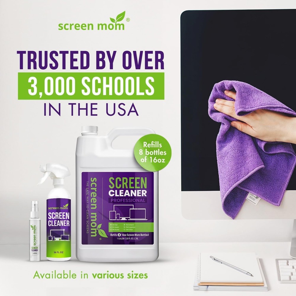 TV Screen Cleaner Spray and Cloth 2-Pack