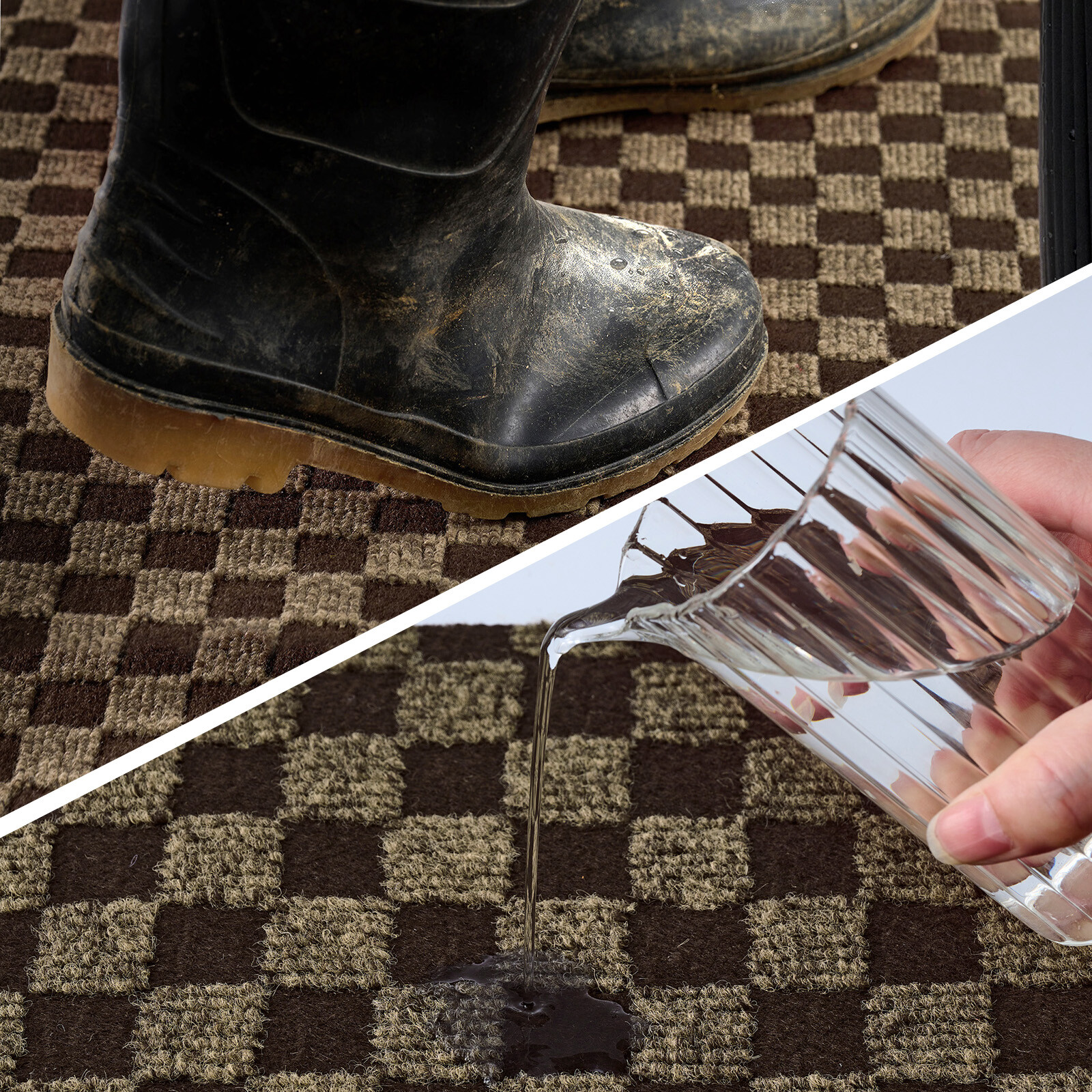 Runner Rug Hallway Non Slip Rubber Back Custom Size as Carpet Doormat Checkered