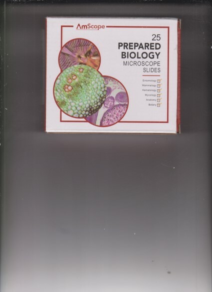 AmScope PS25 Prepared Microscope Slide Set for Basic Biological Science