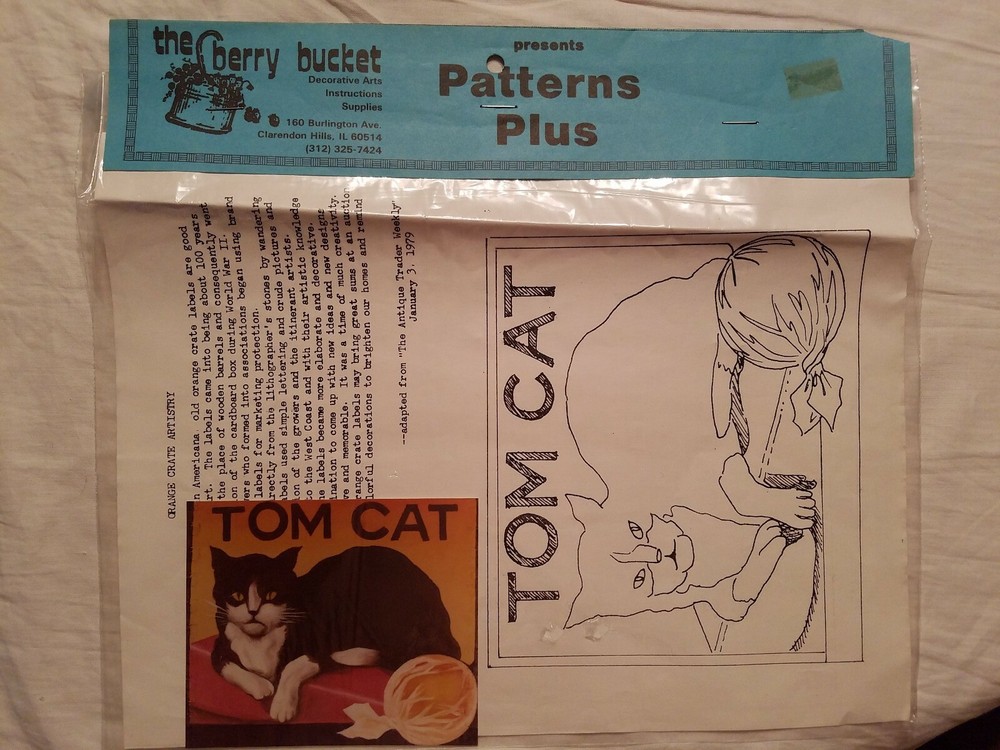 MORENE SCHULTZ 1982 ORANGE CRATE ART TOM CAT PAINTING PATTERN