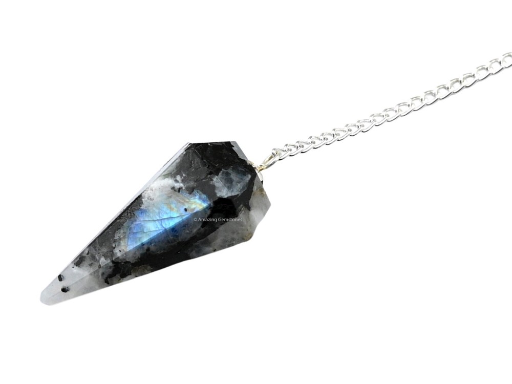 Rainbow Moonstone Dowsing Crystal Pendulum