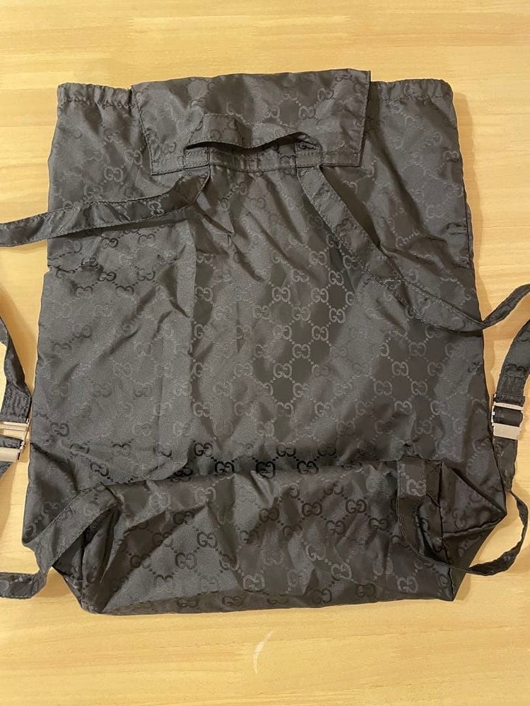 Gucci GG Patterned Nylon Backpack Day Pack Black GC0426145