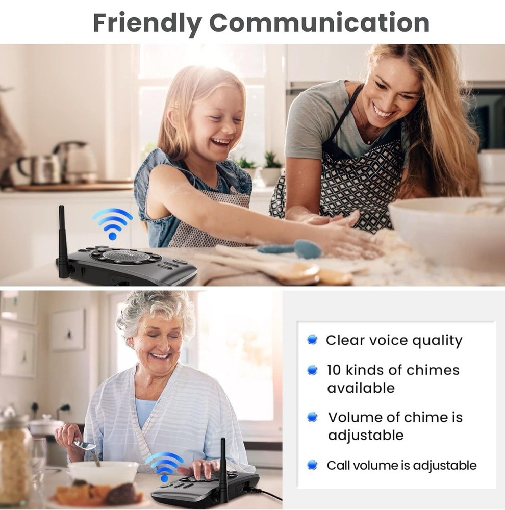 Wuloo S600-P2 Black Gray Wireless Full Duplex Intercom System 2 Pack