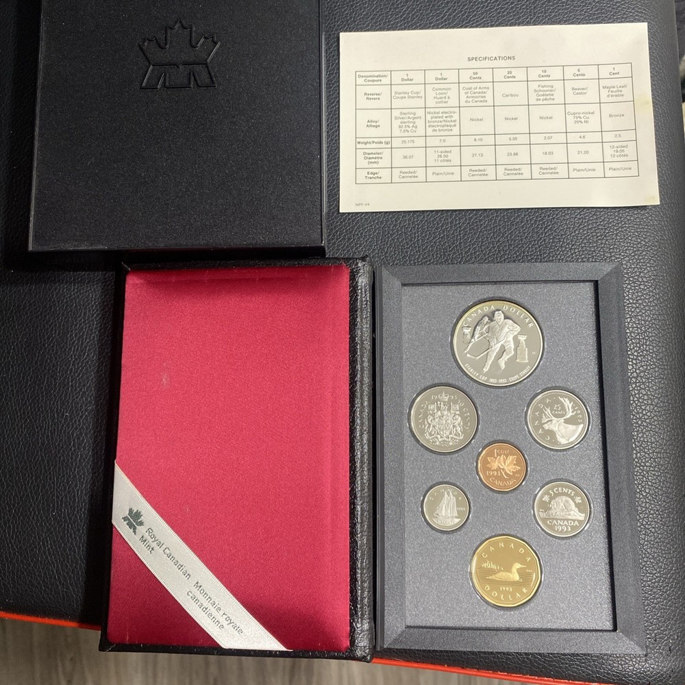 1993 Canada Proof Set -with Special Edition Stanley Cup .925 Silver Dollar