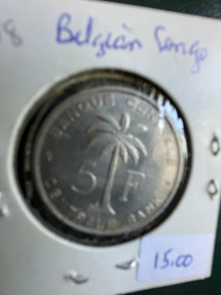 1958 Belgian Congo 5 Franc