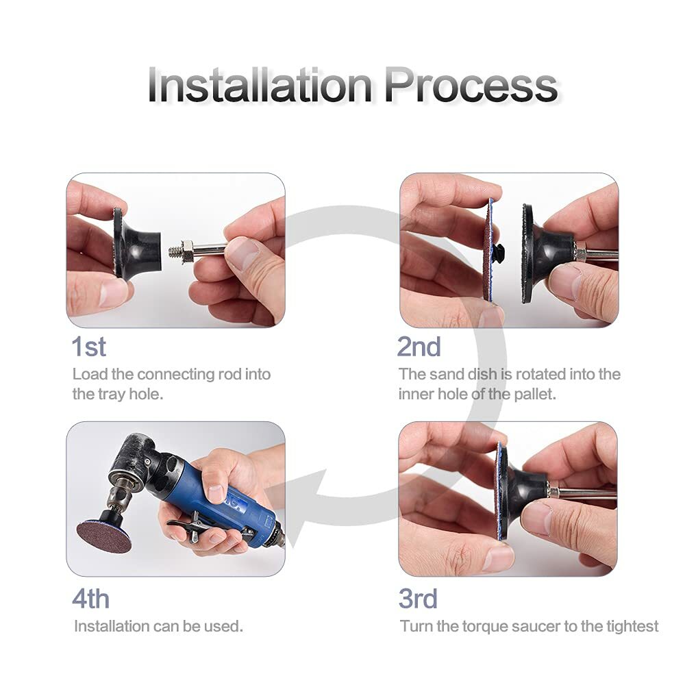 51PCS 2 inch Roll Lock Twist Sanding Discs 36 60 80 120 240 Grit W/ 1/4" Holder