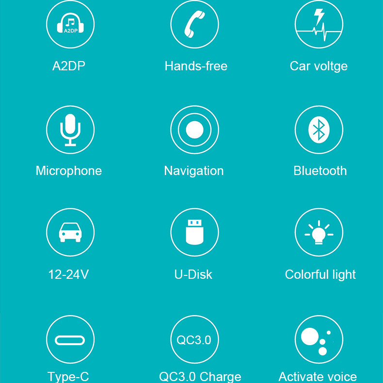 Car Bluetooth FM Transmitter Radio MP3 Adapter Kit USB C Fast Charger hands free