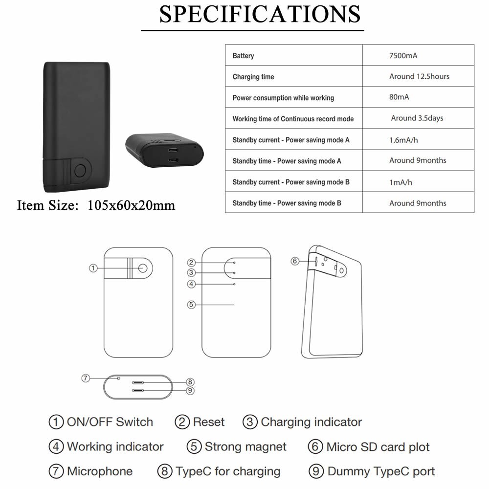 WiFi Voice Recorder Wireless Audio Recording Real Time Wifi Voice Recorder TC27