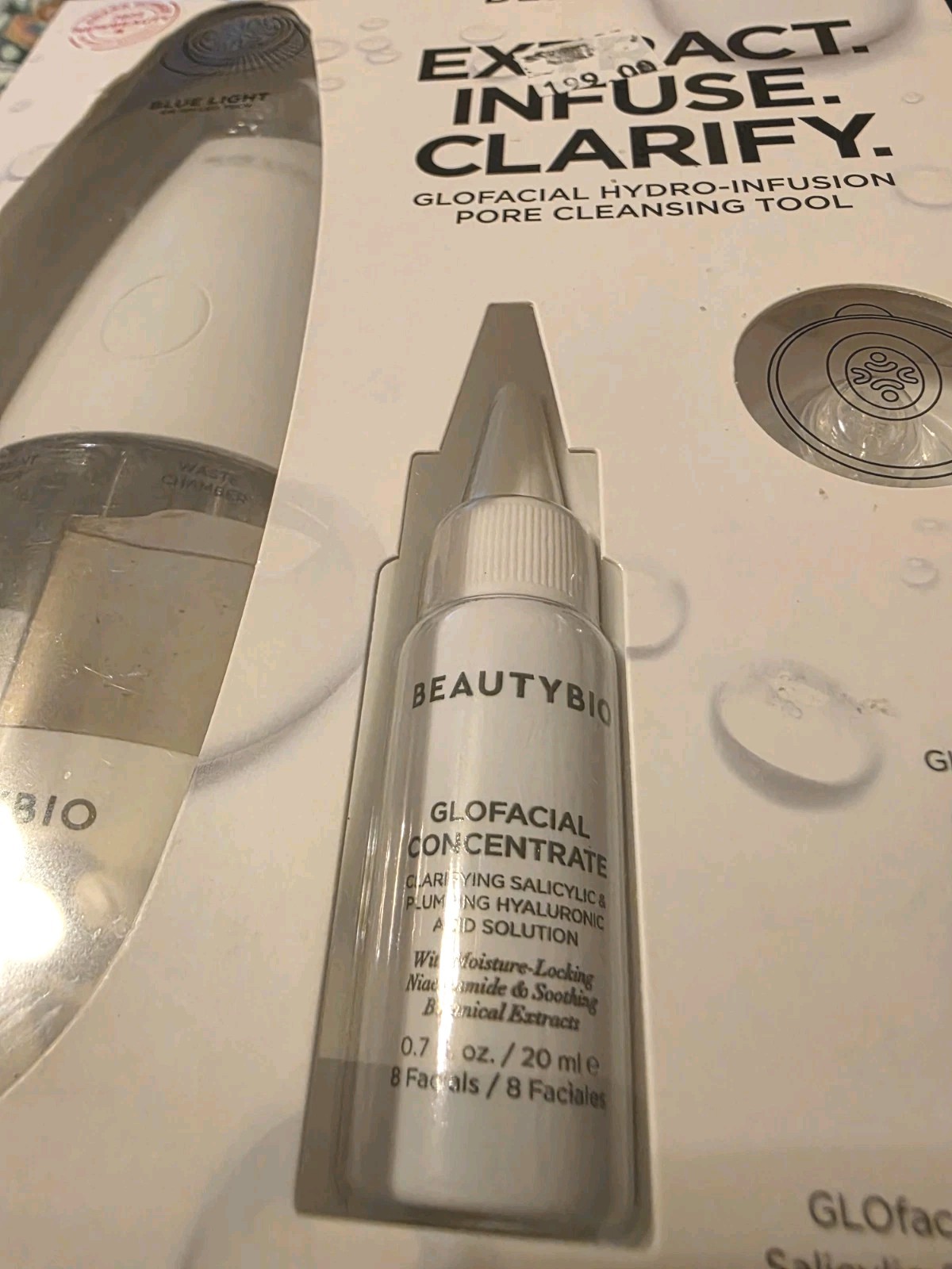 BeautyBio Extract Infuse Clarify Pore GLOFACIAL Cleansing Tool SEALED/Blue Light