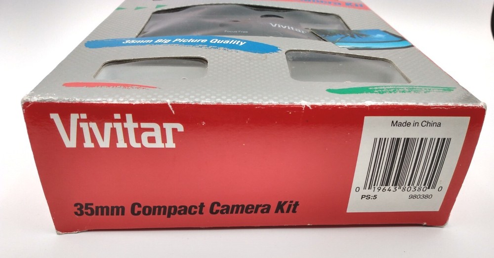 Vivitar 1990 35mm Point And Shoot Camera with Soft Case, Manual, Box UNTESTED