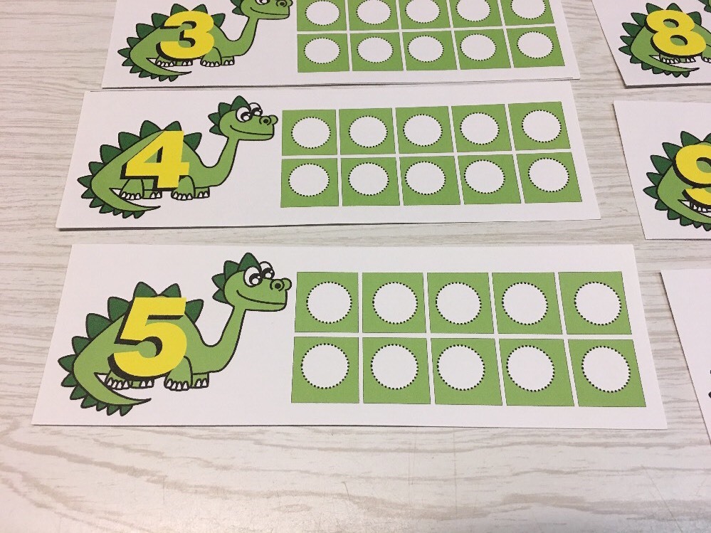 Dinosaur Ten-Frames - Laminated Activity Set - Teaching Supplies