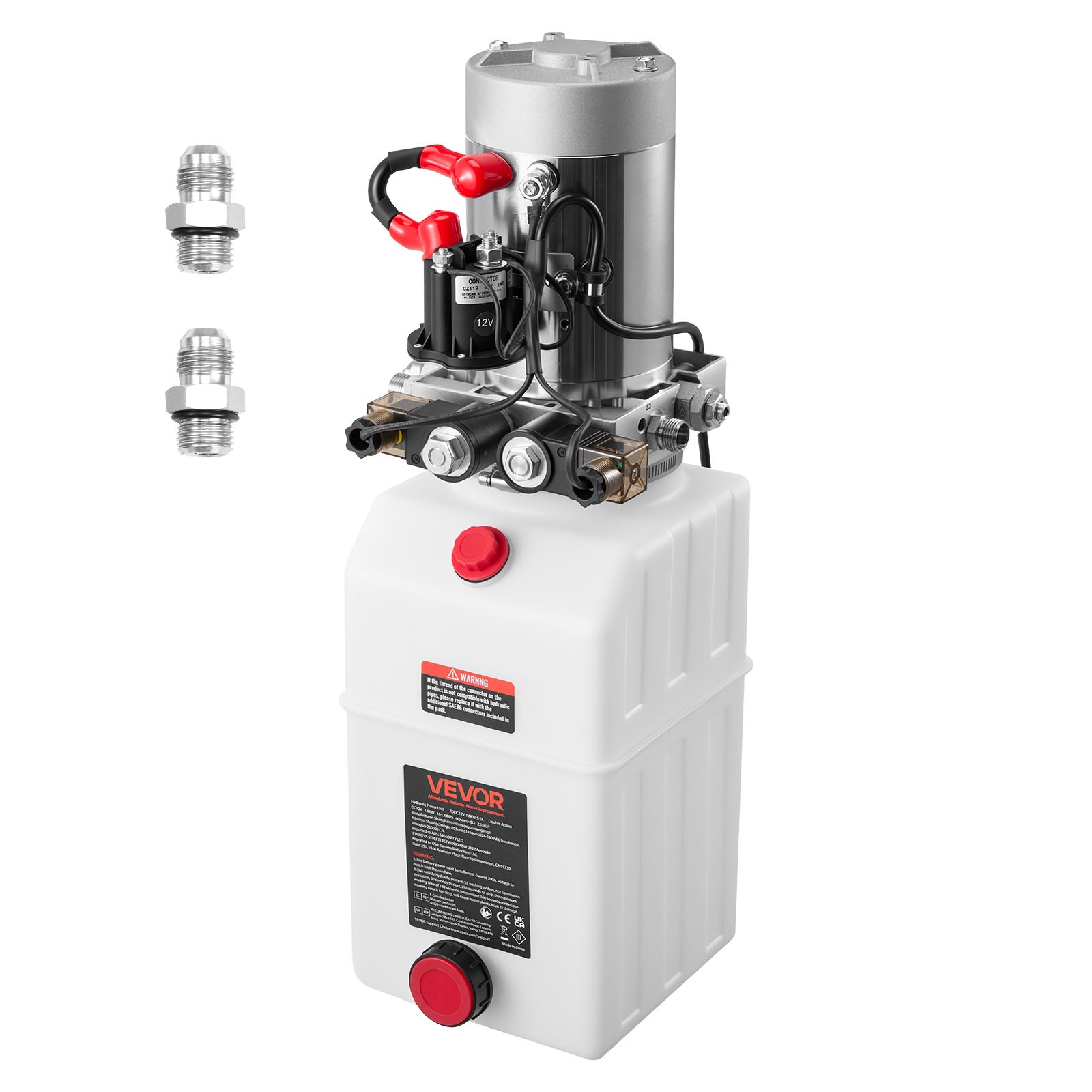 Uimoso 6 Quart Double Acting Hydraulic Pump 12V Dump Trailer Power Unit SAE#6