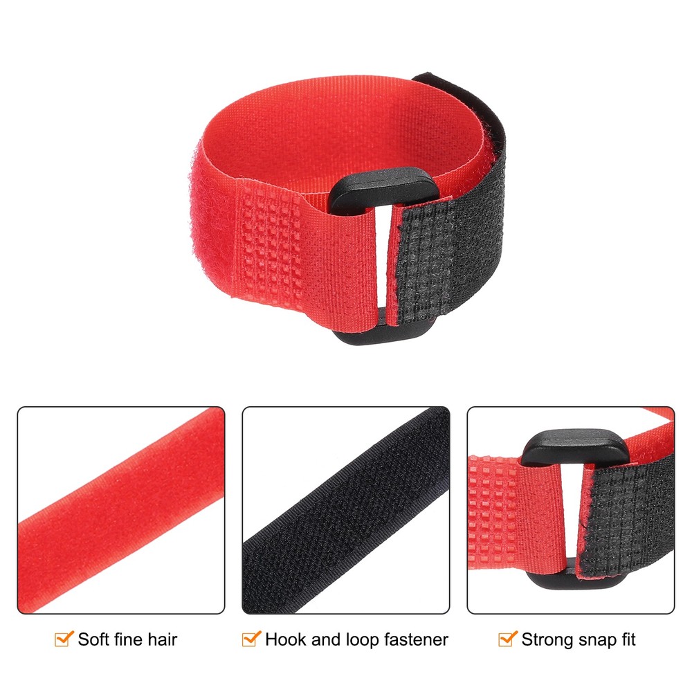 10 Pcs Battery Tie Down Straps, 0.8" x 8" Red Nylon Hold Down Hook Loop Strap