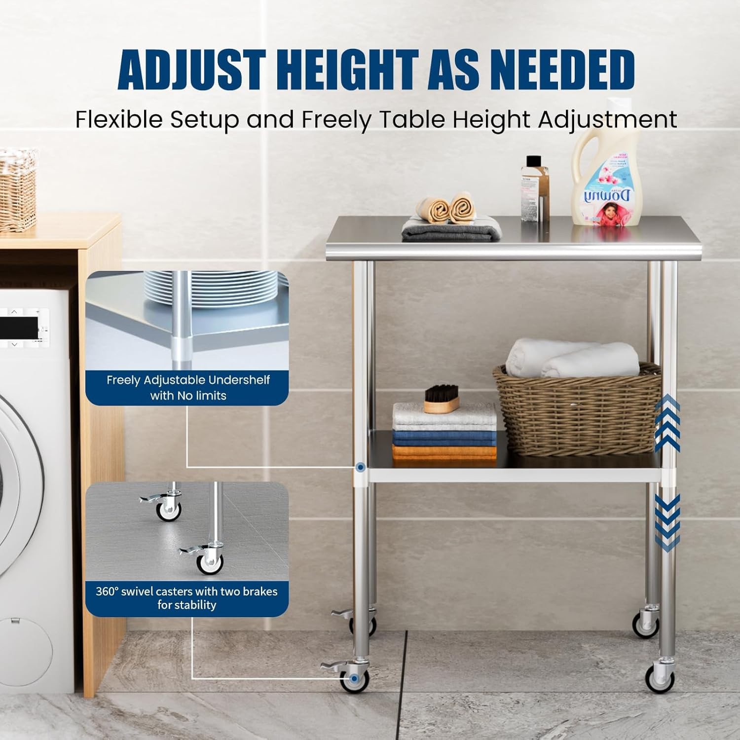 Stainless Steel 24" x 30" NSF Commercial Kitchen Work Food Prep Table w/ Caster