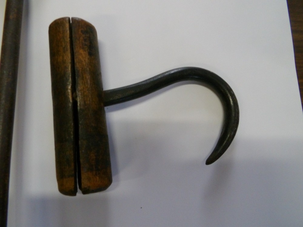 Antique Blacksmith Tools, Hooks, Knife Sharpener, Etc