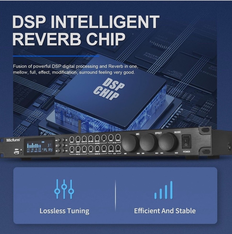 KT900DSP Feedback Suppressor Preamp Preamplifier Karaoke Effector Digital Pre...
