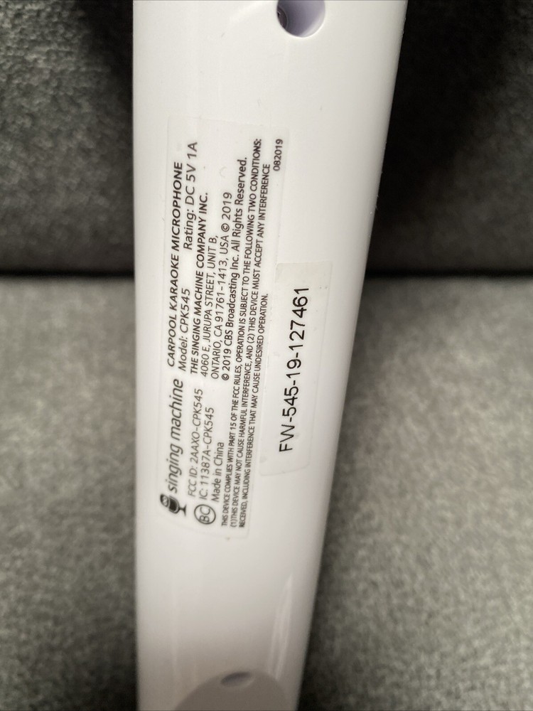 Singing Machine CPK545 Carpool Microphone - White