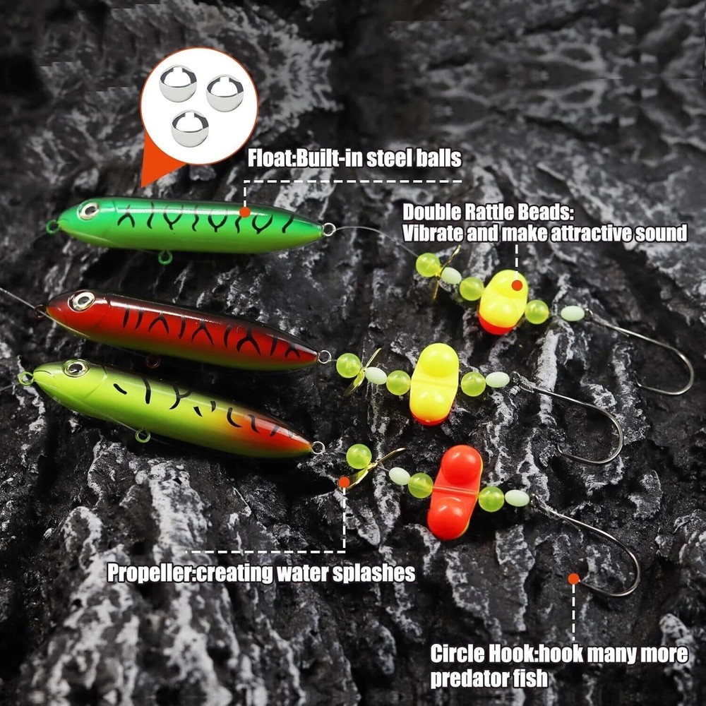 Catfish Float Rig Demon Dragon Style Rattling Line Float Propeller and Circle