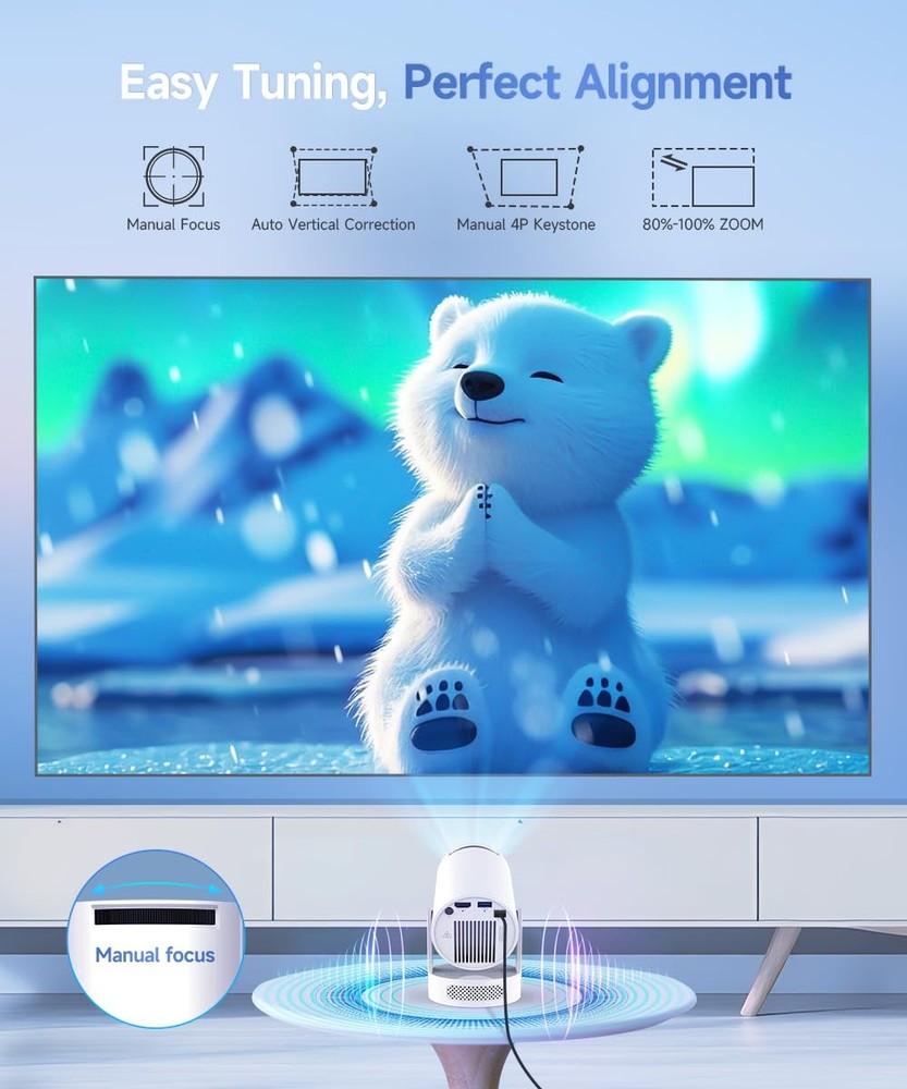Magcubic Mini Projector with WiFi 6 and Bluetooth 5.4, Portable White