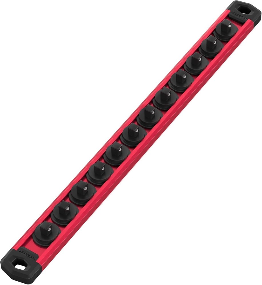 1/4-Inch Drive Magnetic Socket Rail with 12 Clips - Efficient Storage