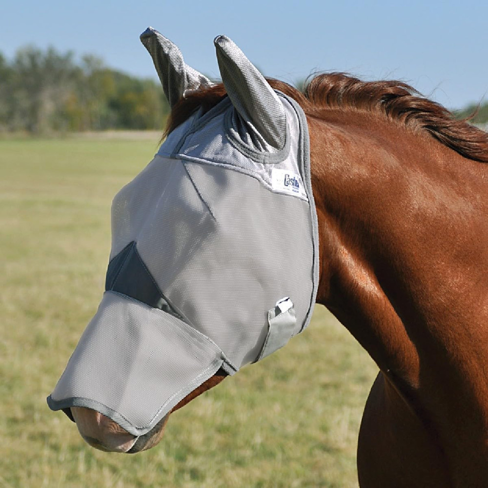 Crusader Fly Mask, Long Nose with Ears (Grey, Medium)