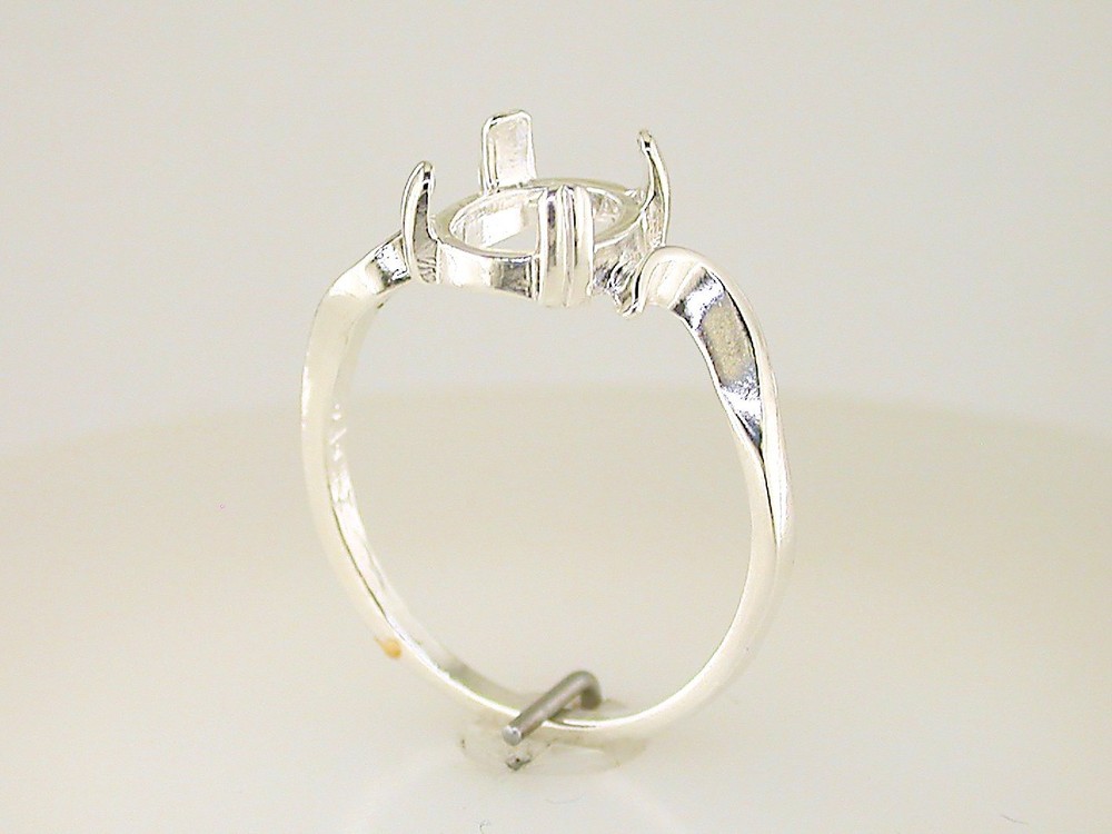 Oval Cabochon Swirl Ring Setting Sterling Silver