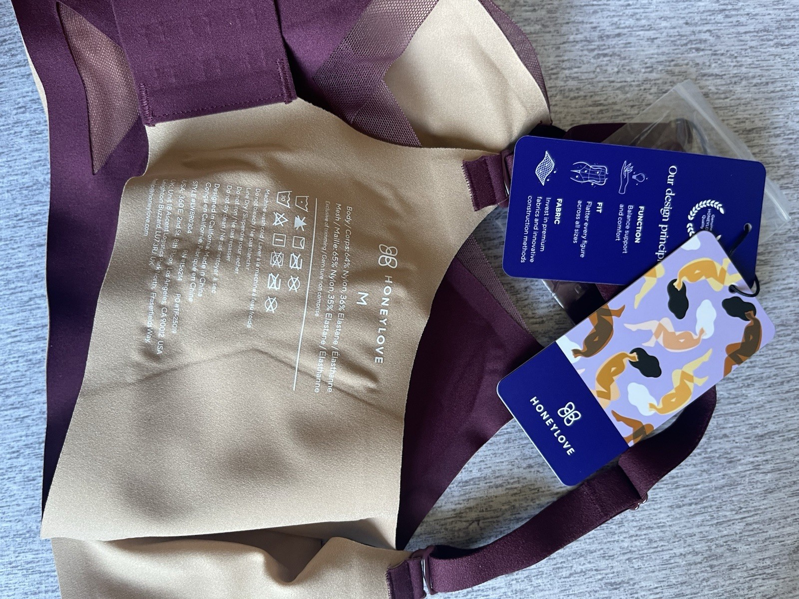 NWT HONEYLOVE Crossover Wireless Bra Size Medium 36 B/C Fig $69