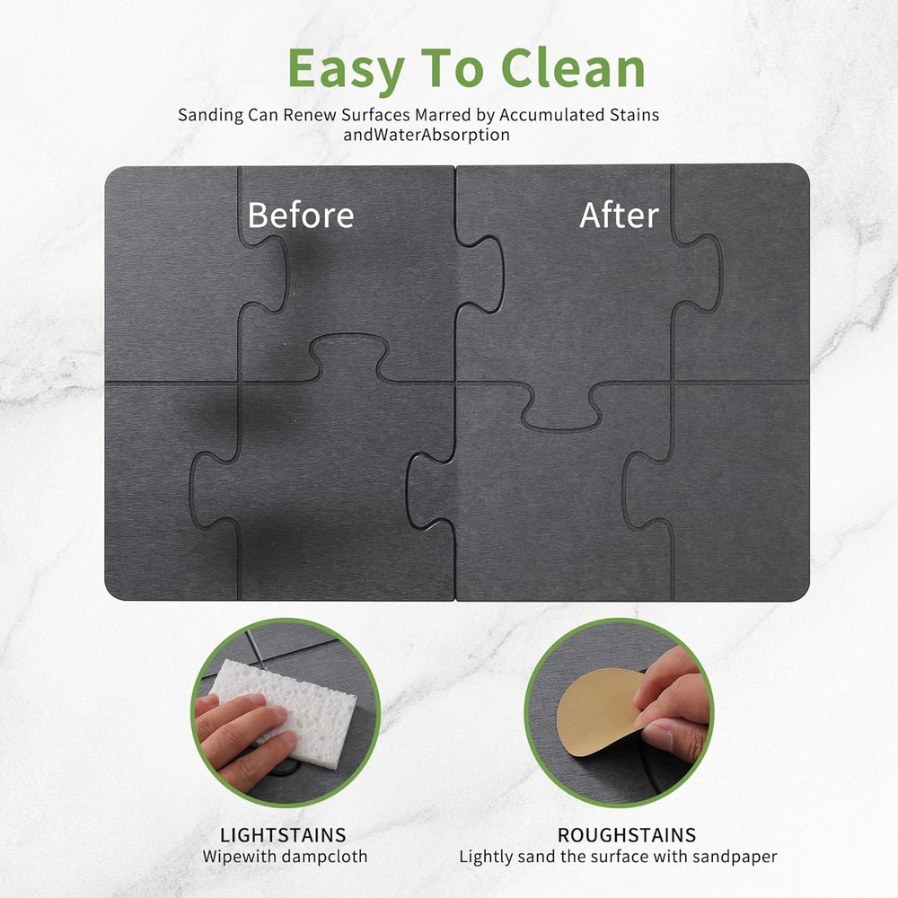 MORANDI Stone Bath Mat – Quick Drying Super Absorbent Diatomaceous Earth Stone