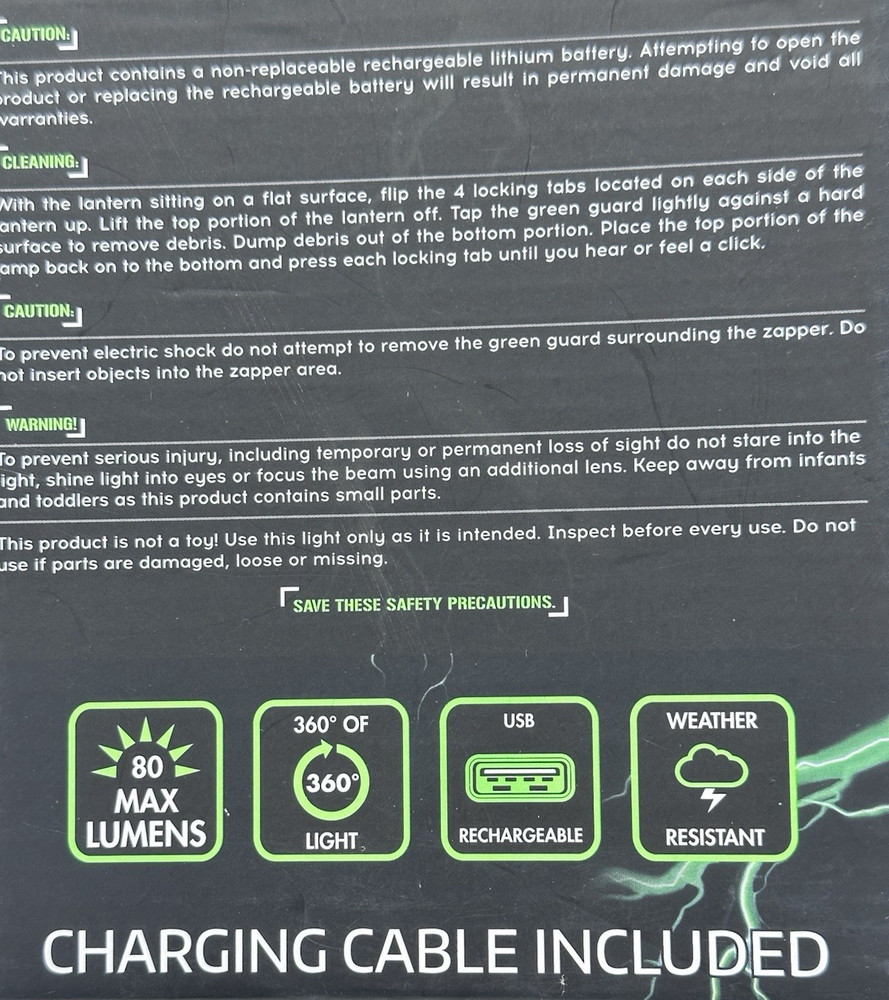Litezall Bug Zapping Lantern Rechargeable 3 Mode Bug Zapper Lantern Lamp NEW