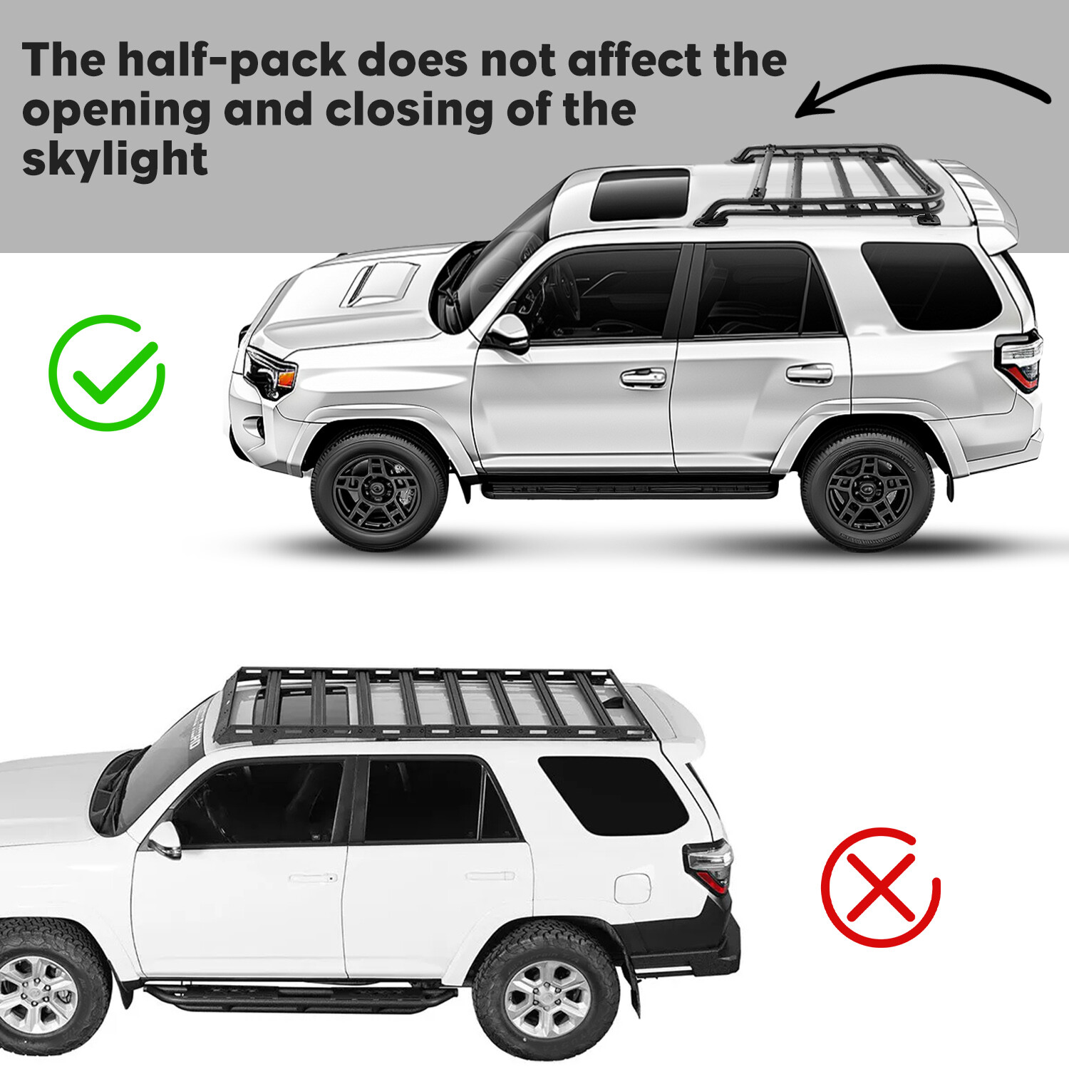 Roof Rack Free Extra Cross Bar Basket For Toyota 4Runner TRD PRO Style 2010-2024