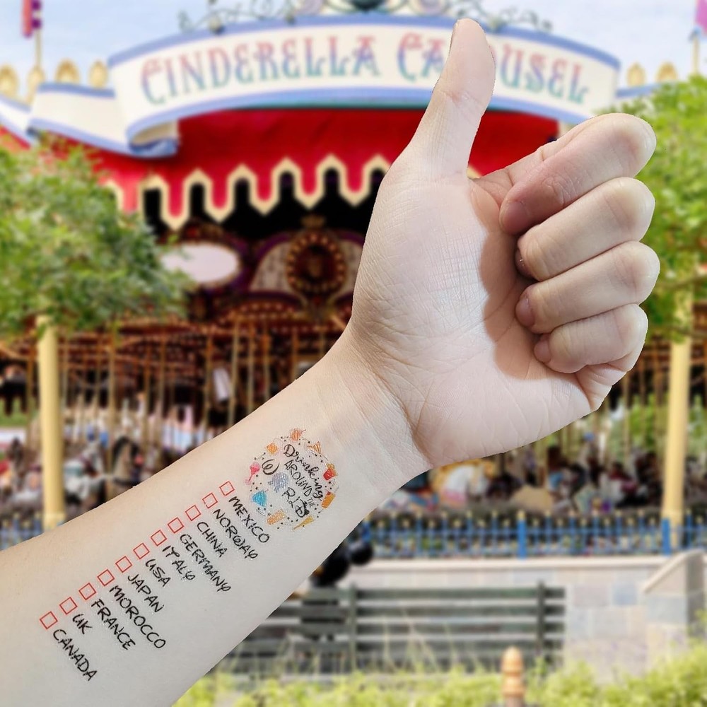 ESLINOP Drink Around The World Epcot Tattoo, Drinking Medium, multicolor